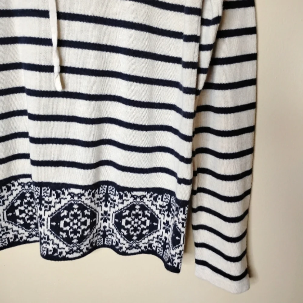 J. Jill Striped Lace-Up Long Sleeve Beachy Sweater Top Size XS